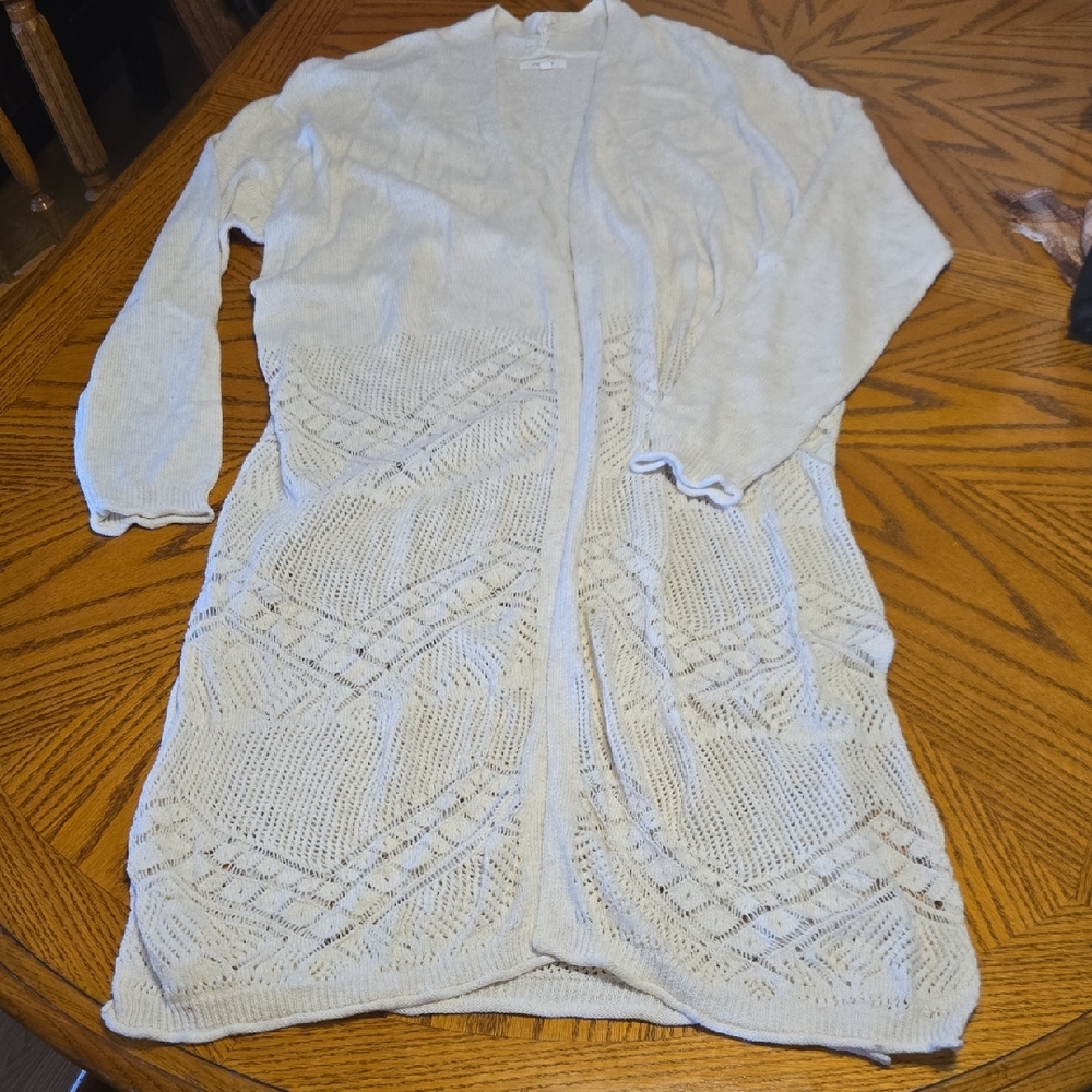 Maurices Soft Cream Knit Long Cardigan